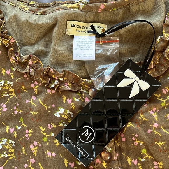 ModCloth Brown Flowered Dress Size L NWT - Picture 3 of 3